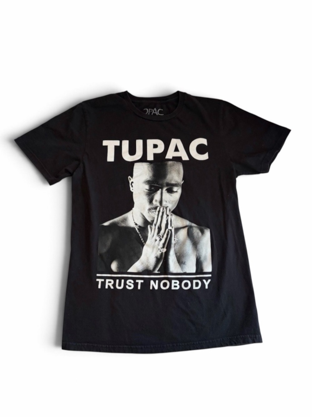 Tupac Trust Nobody 2Pac Black T-Shirt Mens Size Small Shortsleeve Tee